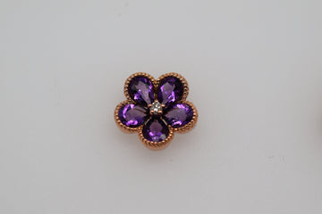 Rose Gold Amethyst Flower Stud Earrings